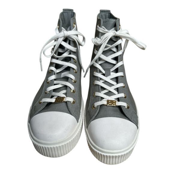 PF Flyers Sage Gray Allston Canvas High Top Retro Platform Sneaker Womens 9 NWOB - Picture 2 of 9